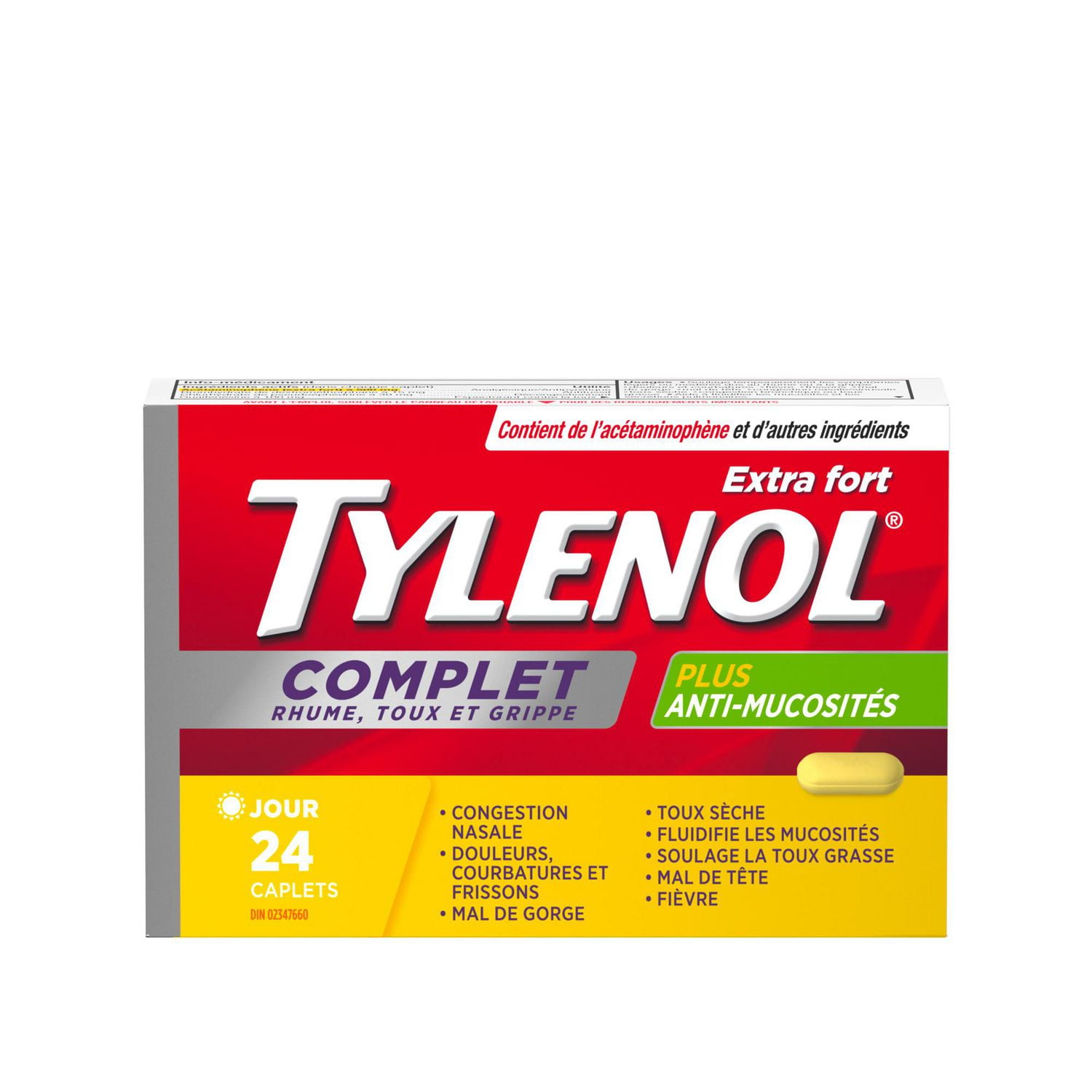 Tylenol Extra Strength Complete Cold, Cough & Flu Relief Day Caplets, 24 EA