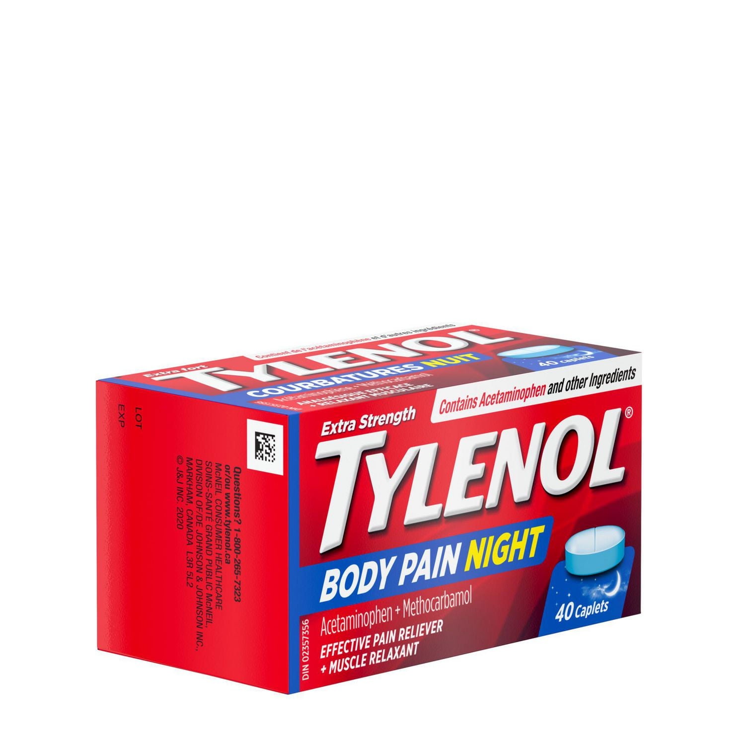 Tylenol Extra fort Nuit Soulagement des douleurs corporelles et relaxant musculaire Caplets 40 pièces