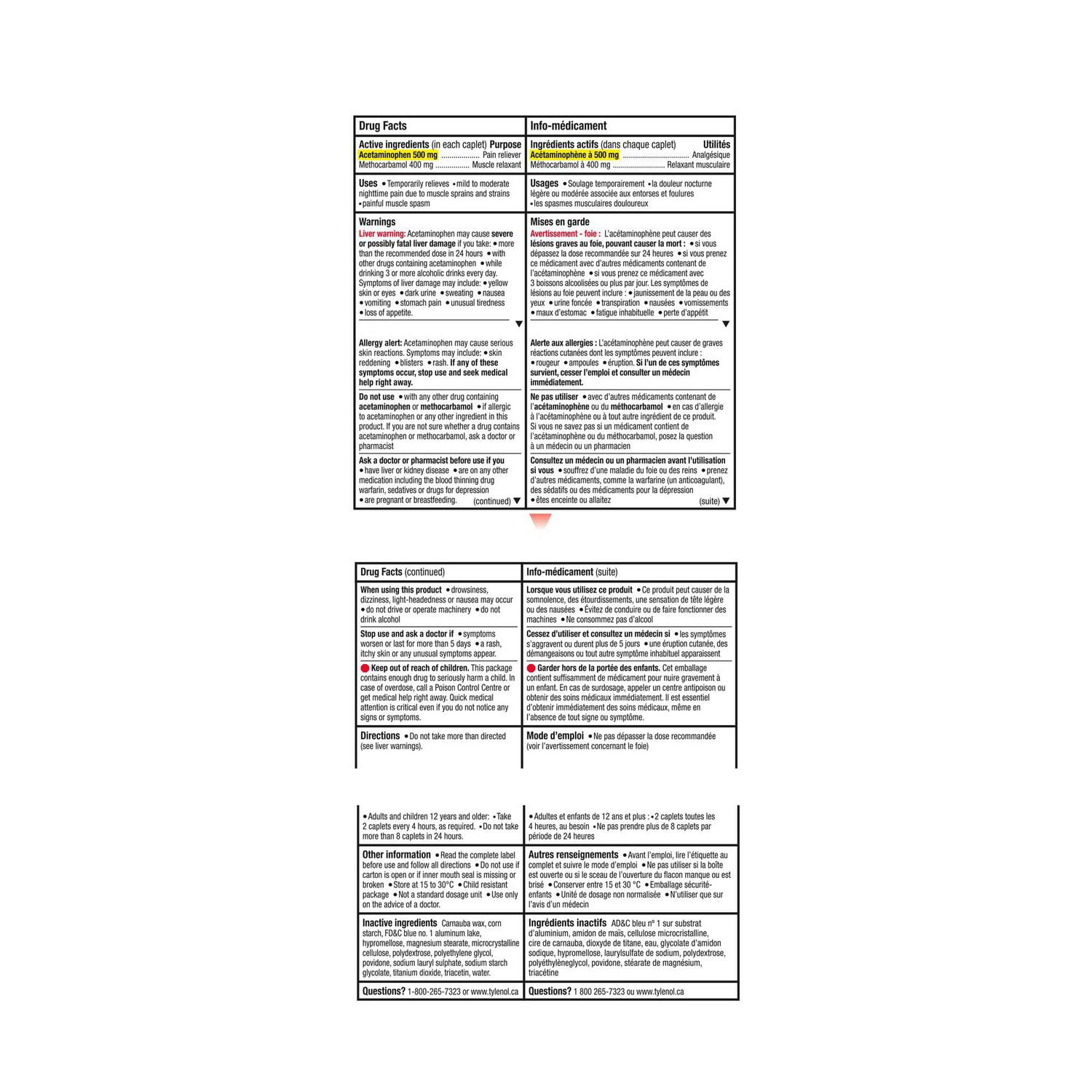 Tylenol Extra fort Nuit Soulagement des douleurs corporelles et relaxant musculaire Caplets 40 pièces