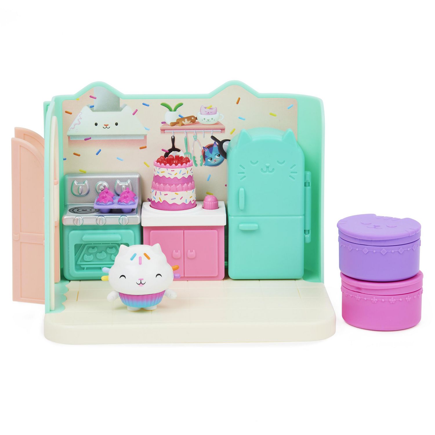 Gabby’s Dollhouse 3 Furniture and 2 Deliveries Kids Toys for Ages 3 and up Bakey with Cakey Kitchen with Figure and 3 Accessories 