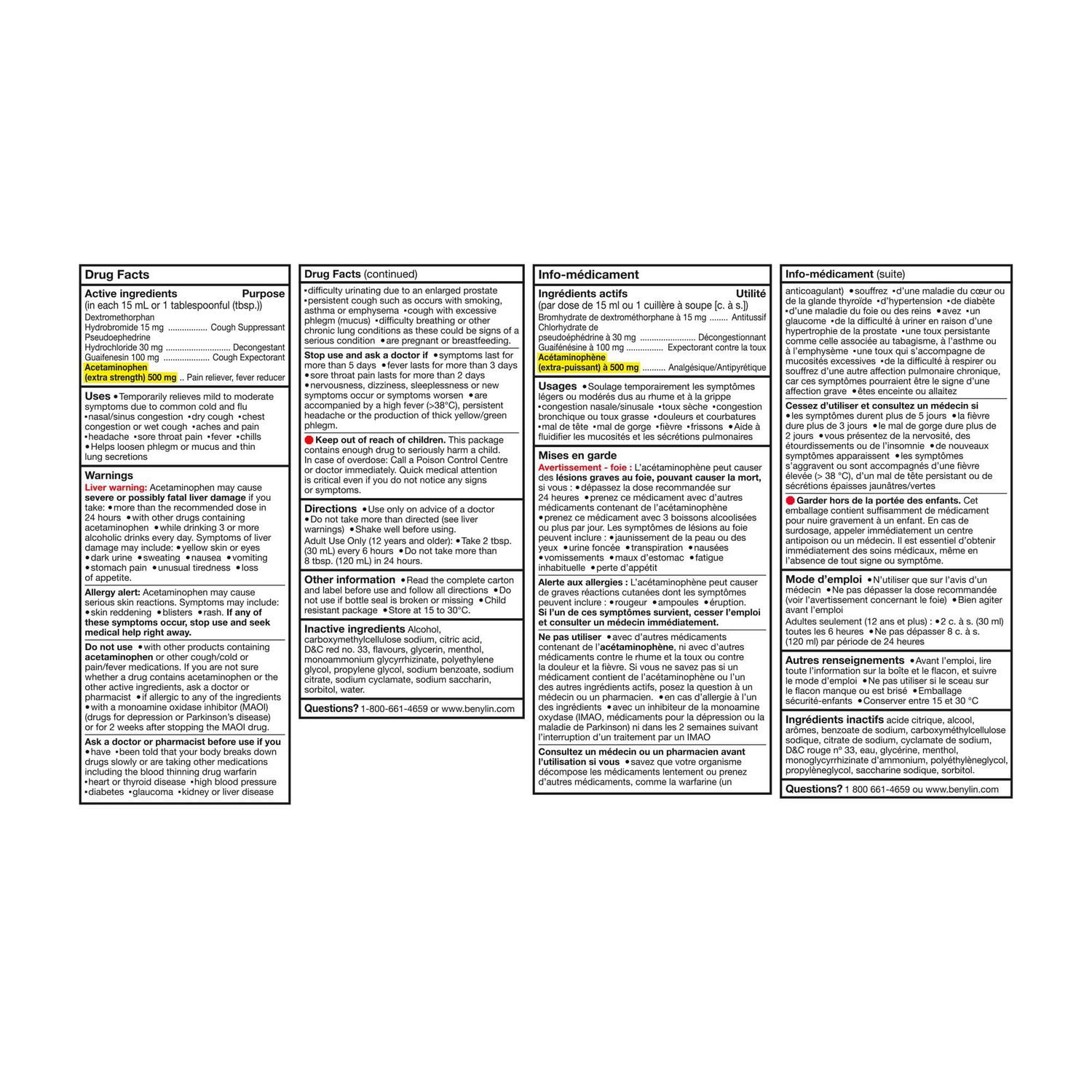 Benylin Extra Strength Mucus & Phlegm Plus Cold Relief Syrup Day, 180 mL