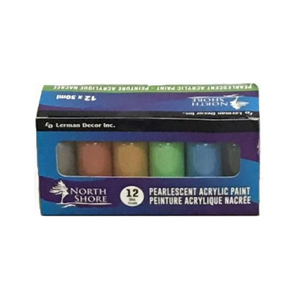 North Shore Pearlescent acrylic paint 12 containers, Pearlescent Paint  12x30ml 