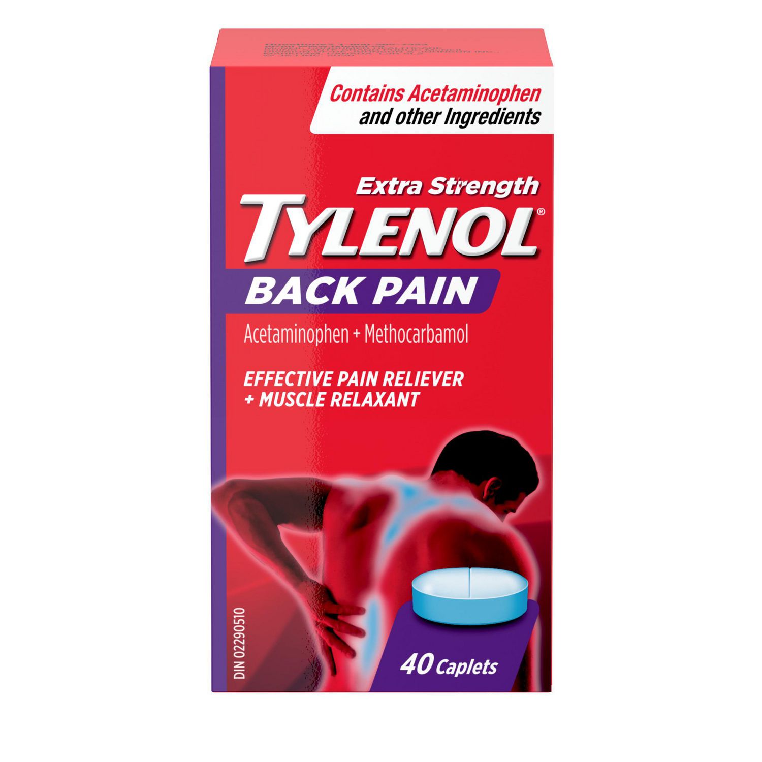 Tylenol Extra Strength Back Pain Relief & Muscle Relaxant Caplets, 40 Caplets
