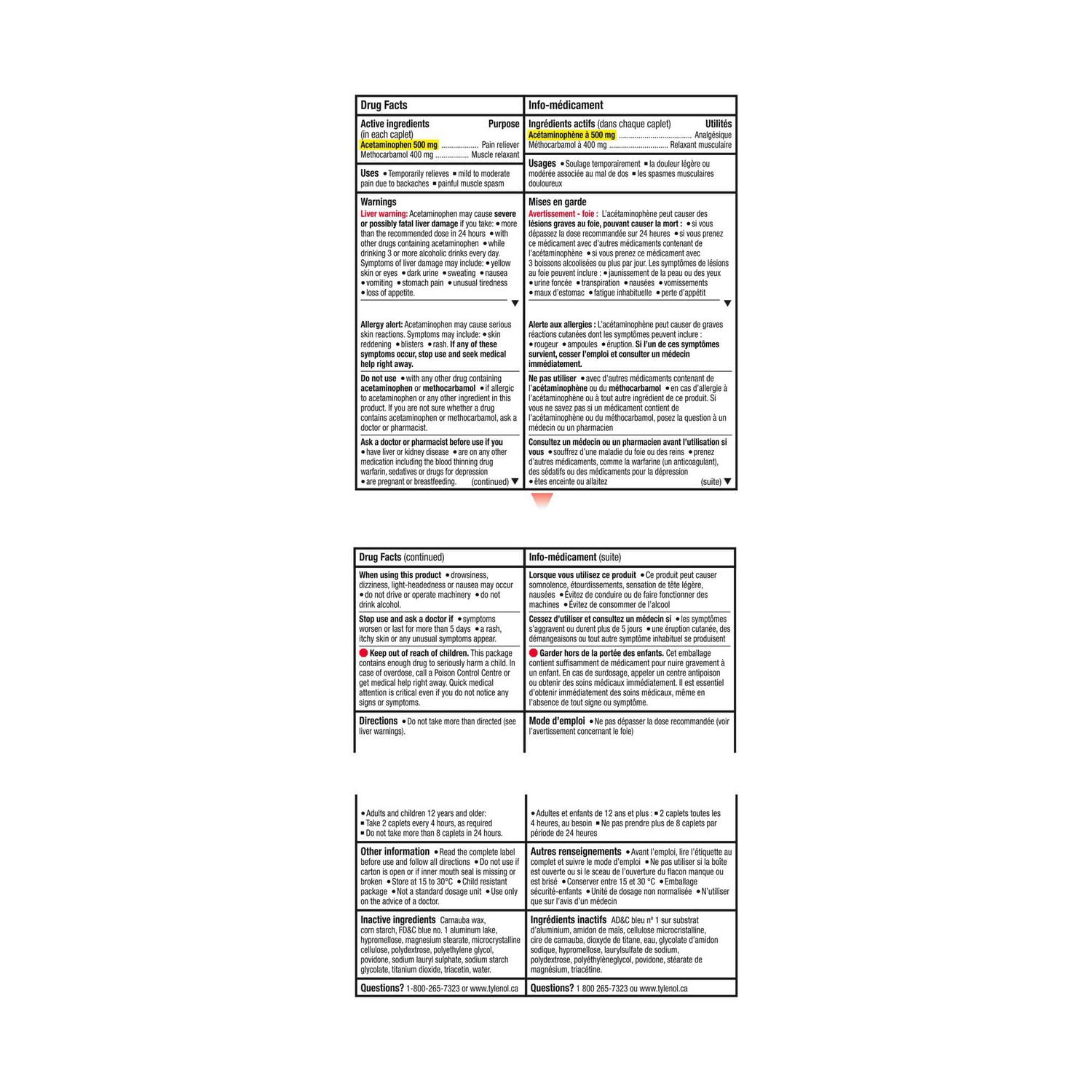 Tylenol Extra Strength Back Pain Relief & Muscle Relaxant Caplets, 40 EA