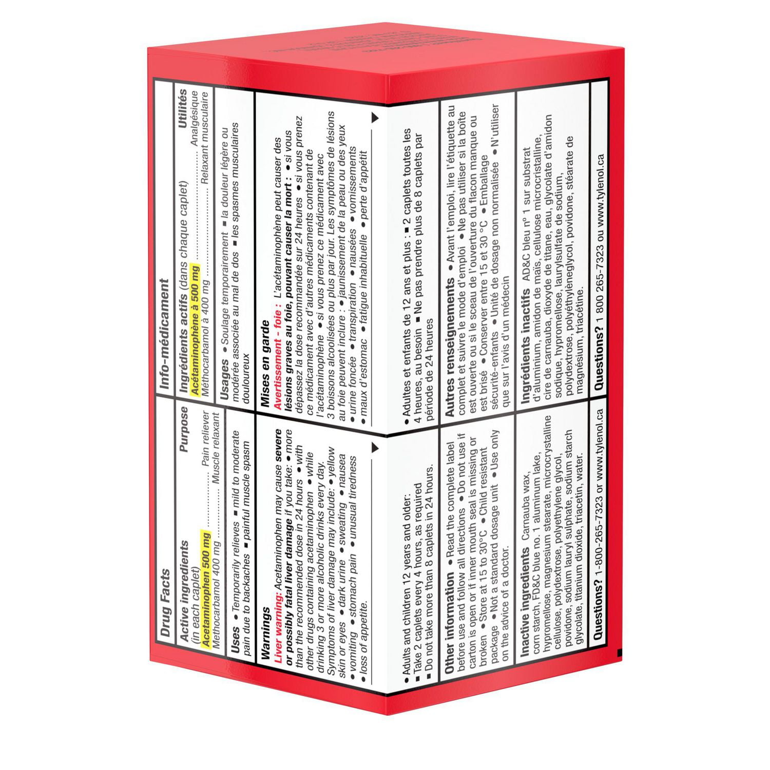 Tylenol Extra fort Mal de dos Analgésique et relaxant musculaire, Caplets 40 pièces