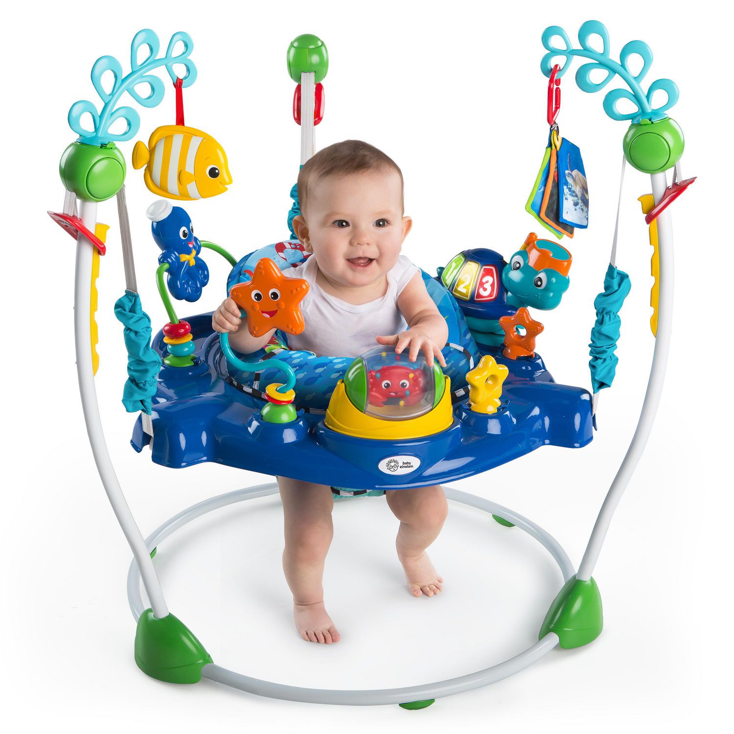 Baby Einstein - Neptune's Ocean Discovery Jumper - Bouncer and 360 Degree  Swivel Seat