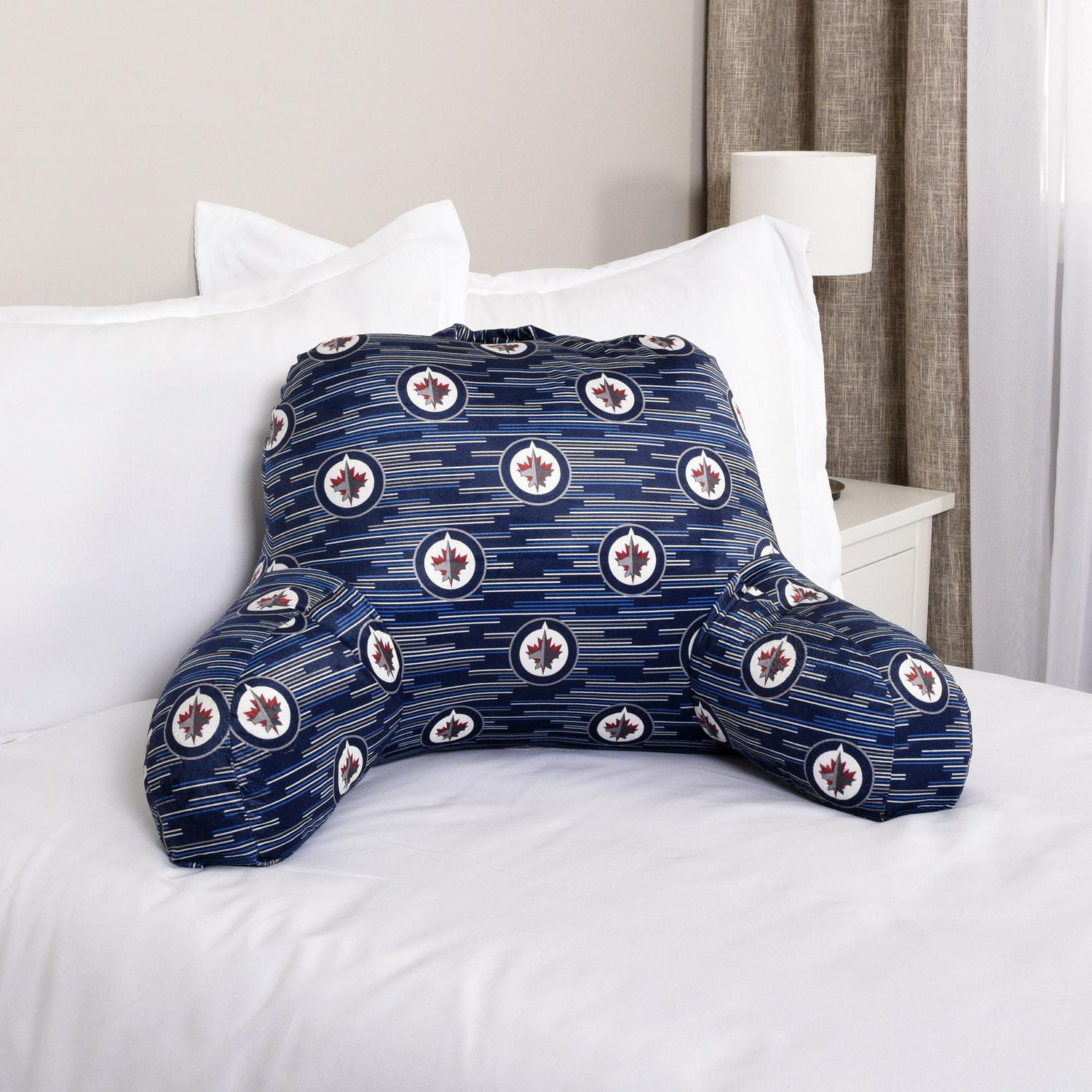 NHL Winnipeg Jets Bedrest Pillow with Arms and Pockets by Nemcor 26 x16 Walmart