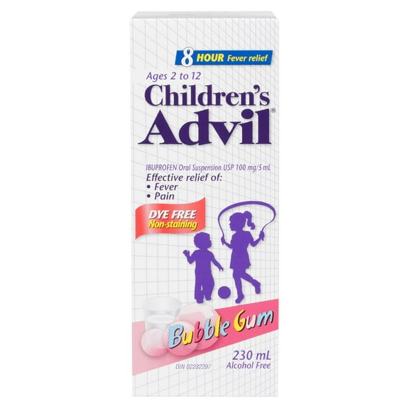 Children's Advil Dye Free Suspension (bubblegum Flavour) 230ML