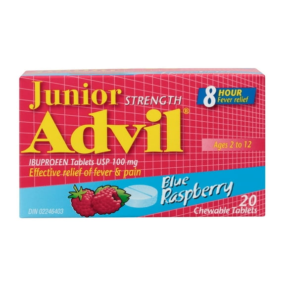 Junior Strength Advil Chewable Tablets Blue Raspberry <br>20s, 20 count