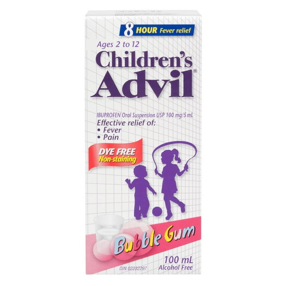 Children's Advil Suspension Dye-Free Bubble Gum 100ML