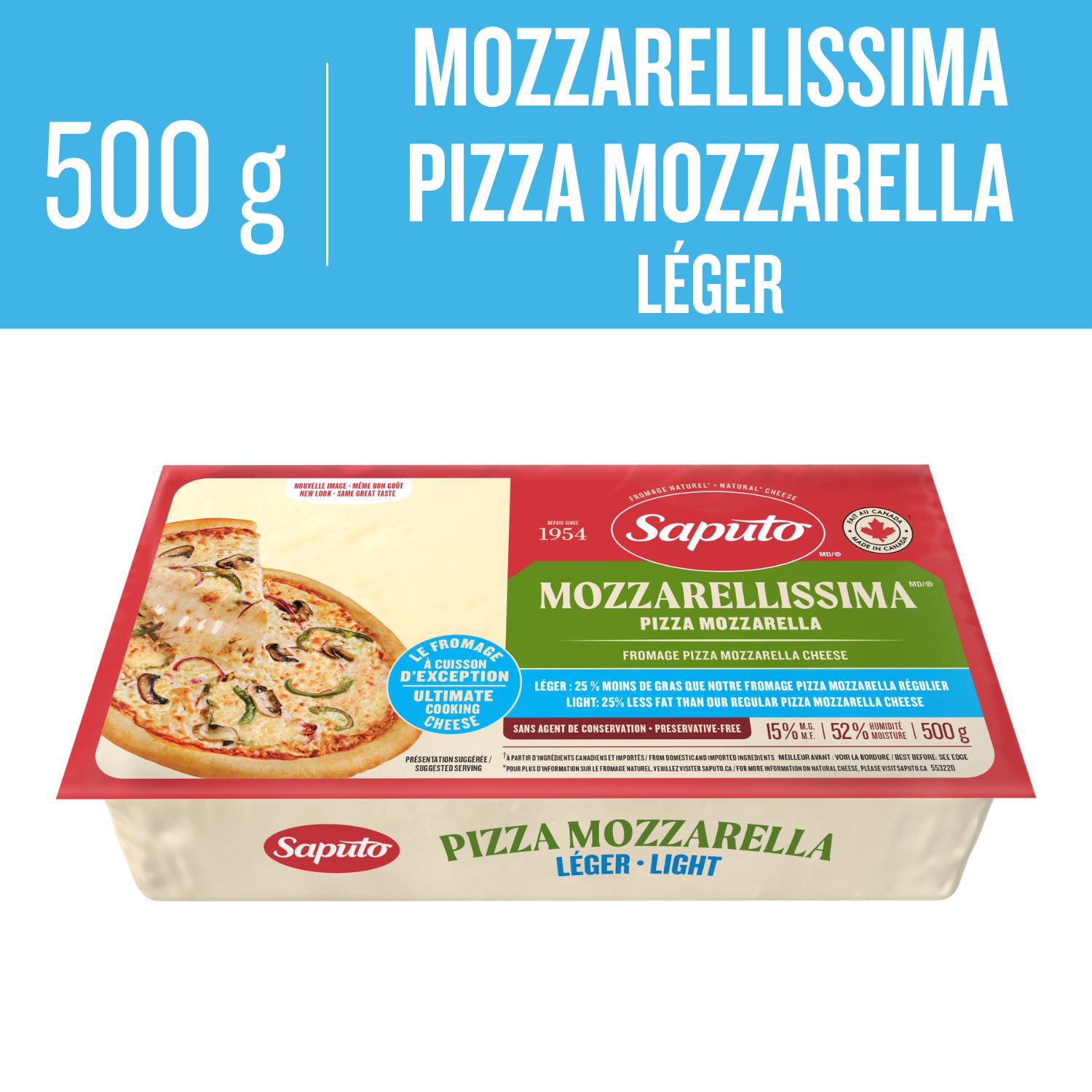 thumbnail image 2 of Saputo Light Mozzarellissima Pizza Mozzarella Cheese, 2 of 8