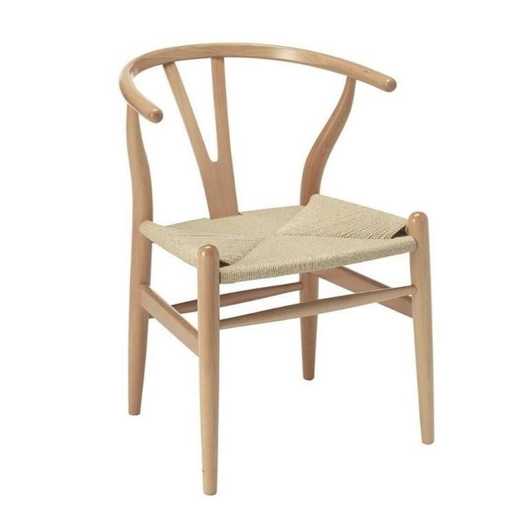Plata Decor Import Inc Take Me Home Classic Wishbone Replica Dining Chair Natural Wood With Arms. Natural One Size