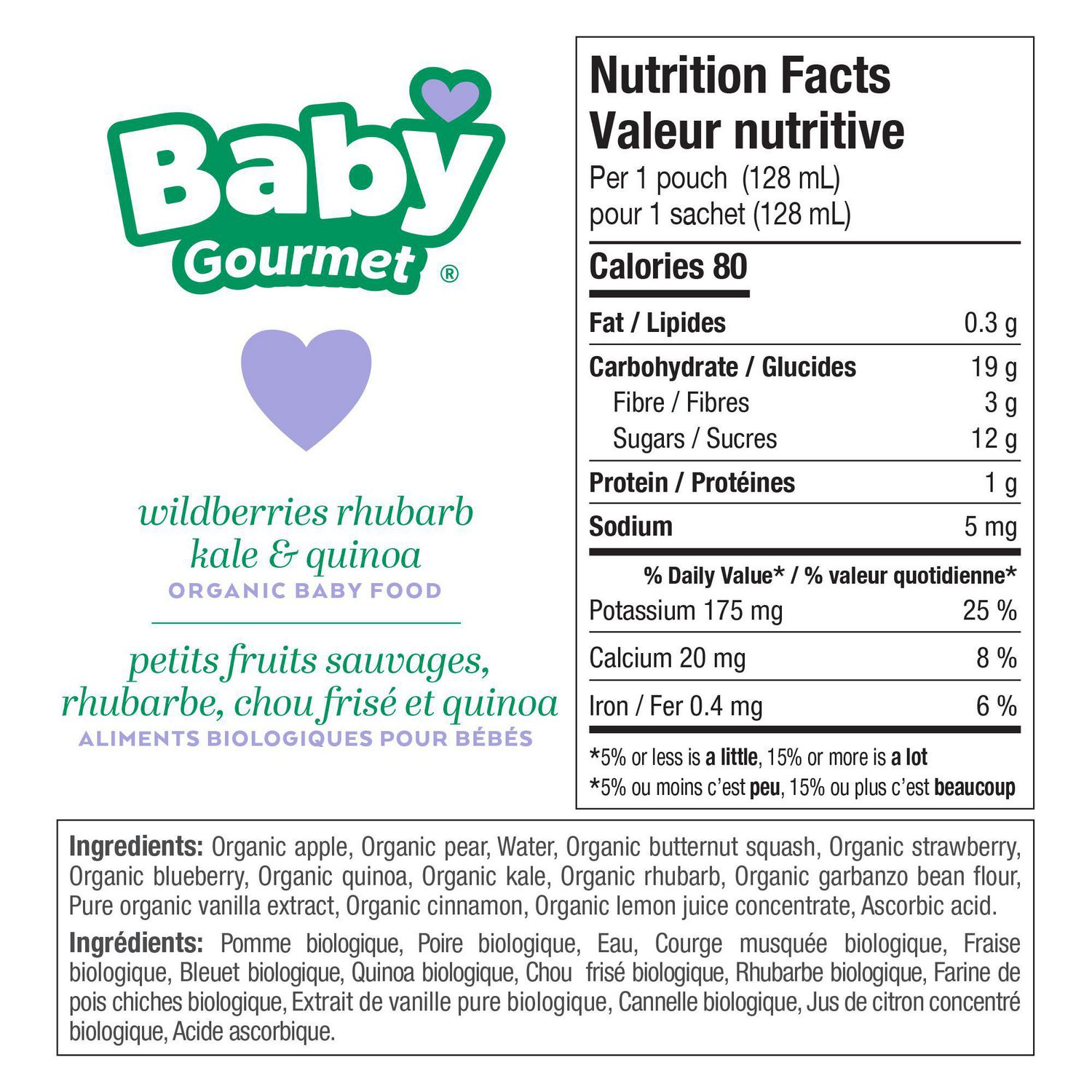 Baby Gourmet Petits Fruits Sauvages Rhubarbe Chou Frise Et Quinoa Aliments Biologique Pour Bebes Plus Walmart Canada