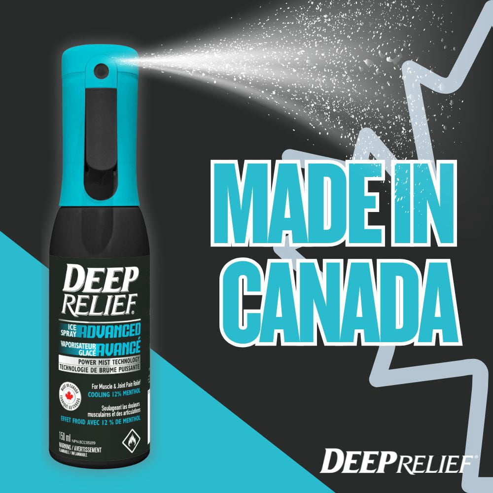 Deep Relief Vaporisateur Glacé Avancé | Soulagement rapide par le froid pour les muscles et les articulations | Formule rafraîchissante à 12 % de menthol | Non gras, séchage rapide | Fabriqué au Canada – 150 mL