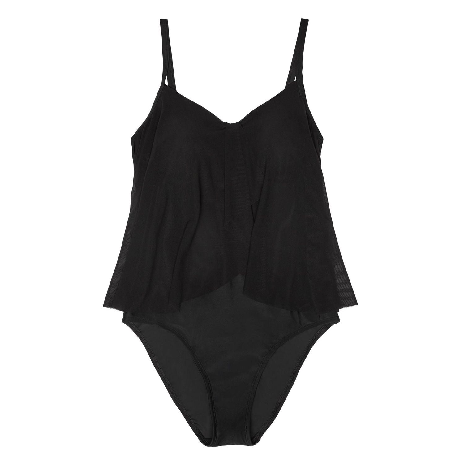 Krista Women's Scoop Neck Mesh Tiered One Piece Swimsuit