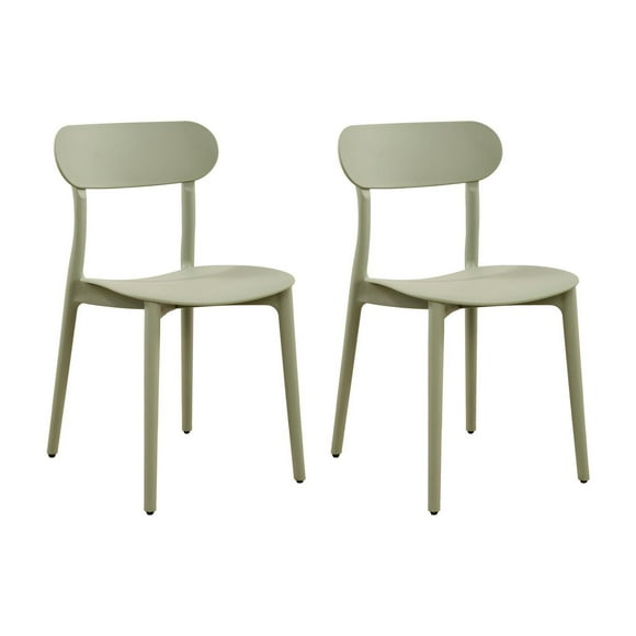 Plus Collection Recycled Plastic Stacking Chair Set, 2 Pack, Cream