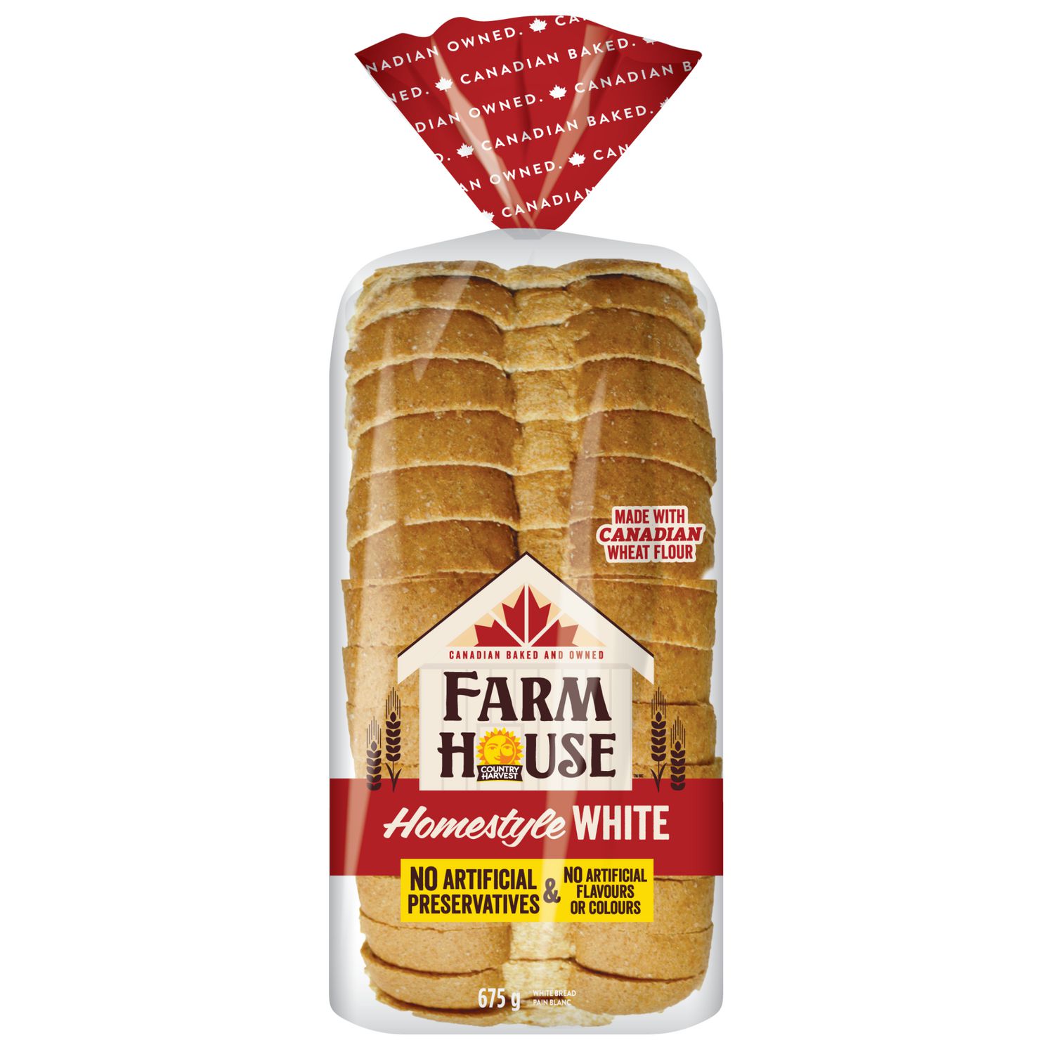 Farmhouse Homestyle White Bread, No Artificial Preservatives, Flavours or Colours, 675 g