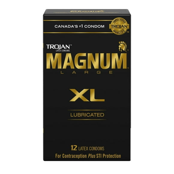 Trojan Magnum XL Extra Large Size Lubricated Condoms, 12 Lubricated Latex Condoms