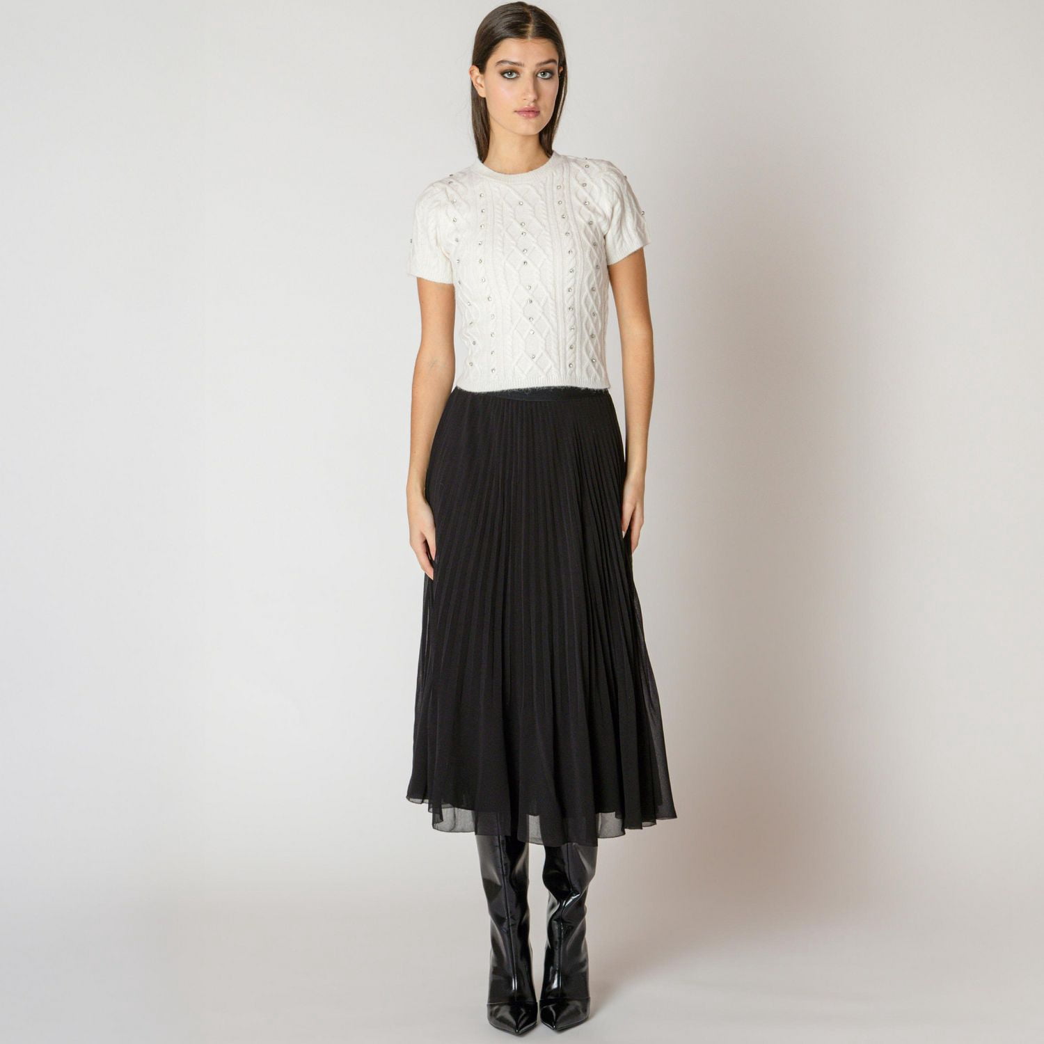 Devoted, Embellished Cable Sweater, Sizes XS- XL