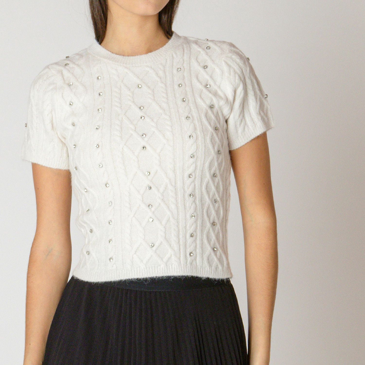Devoted, Embellished Cable Sweater, Sizes XS- XL