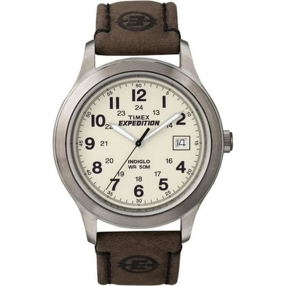 Montre - Expédition métallique analogique pour homme, brun