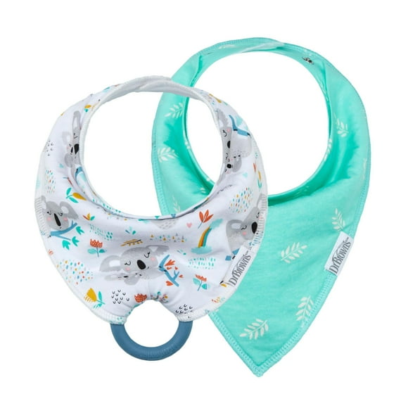 Dr. Brown’s® Bandana Bibs with Removable Teether, Koala and Green Leaves, 2 Pack, 2 pack