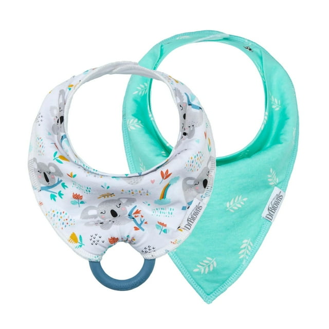 Dr. Brown’s® Bandana Bibs with Removable Teether, Koala and Green Leaves, 2 Pack