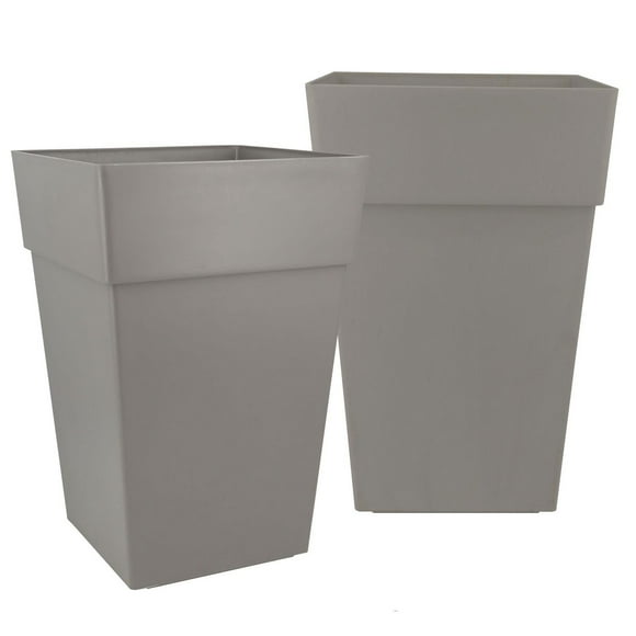 Plus Collection Ollie Recycled Plastic Planter, Dark Grey, 2-Pack