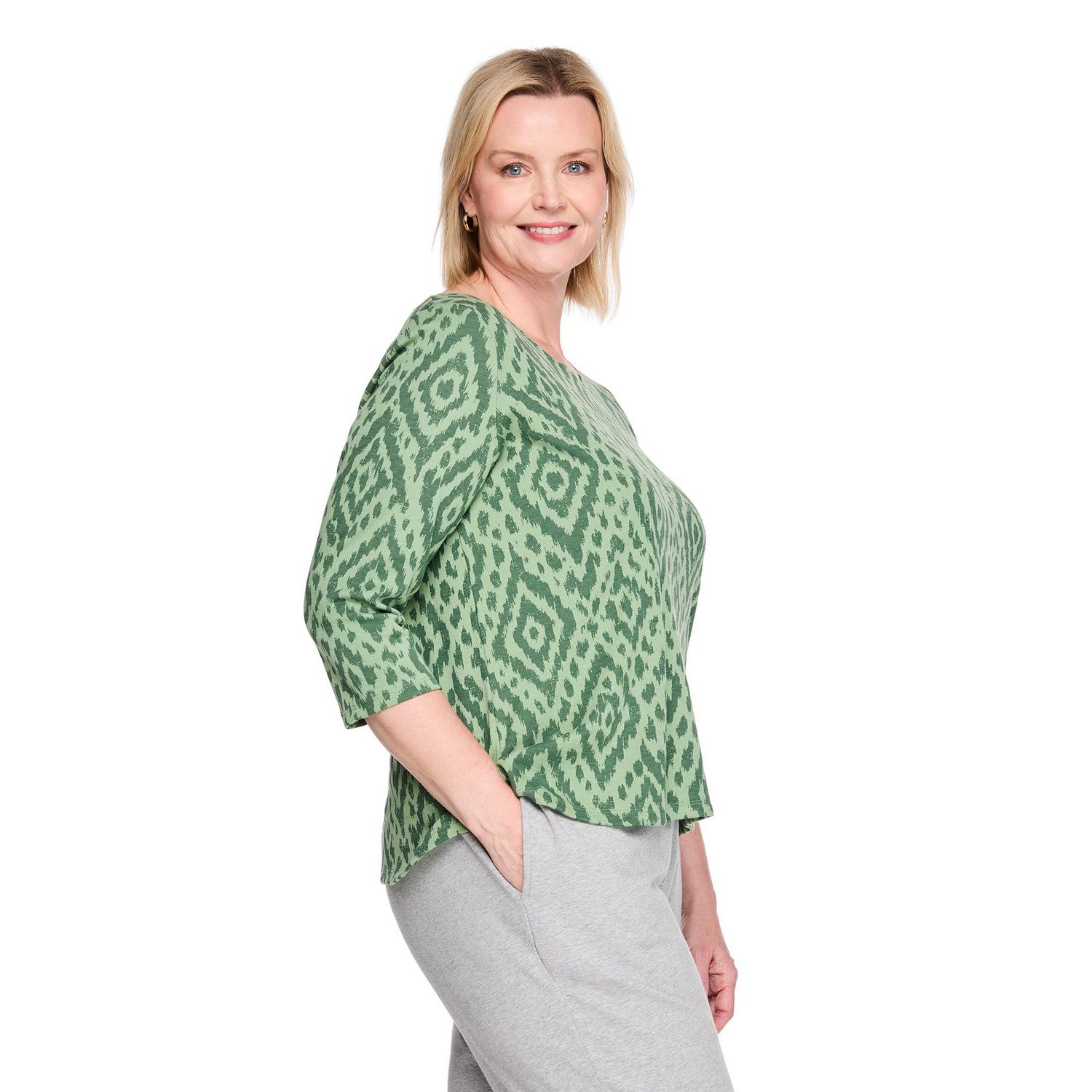 T-shirt imprimé à encolure dégagée Karen Scott Plus pour femmes