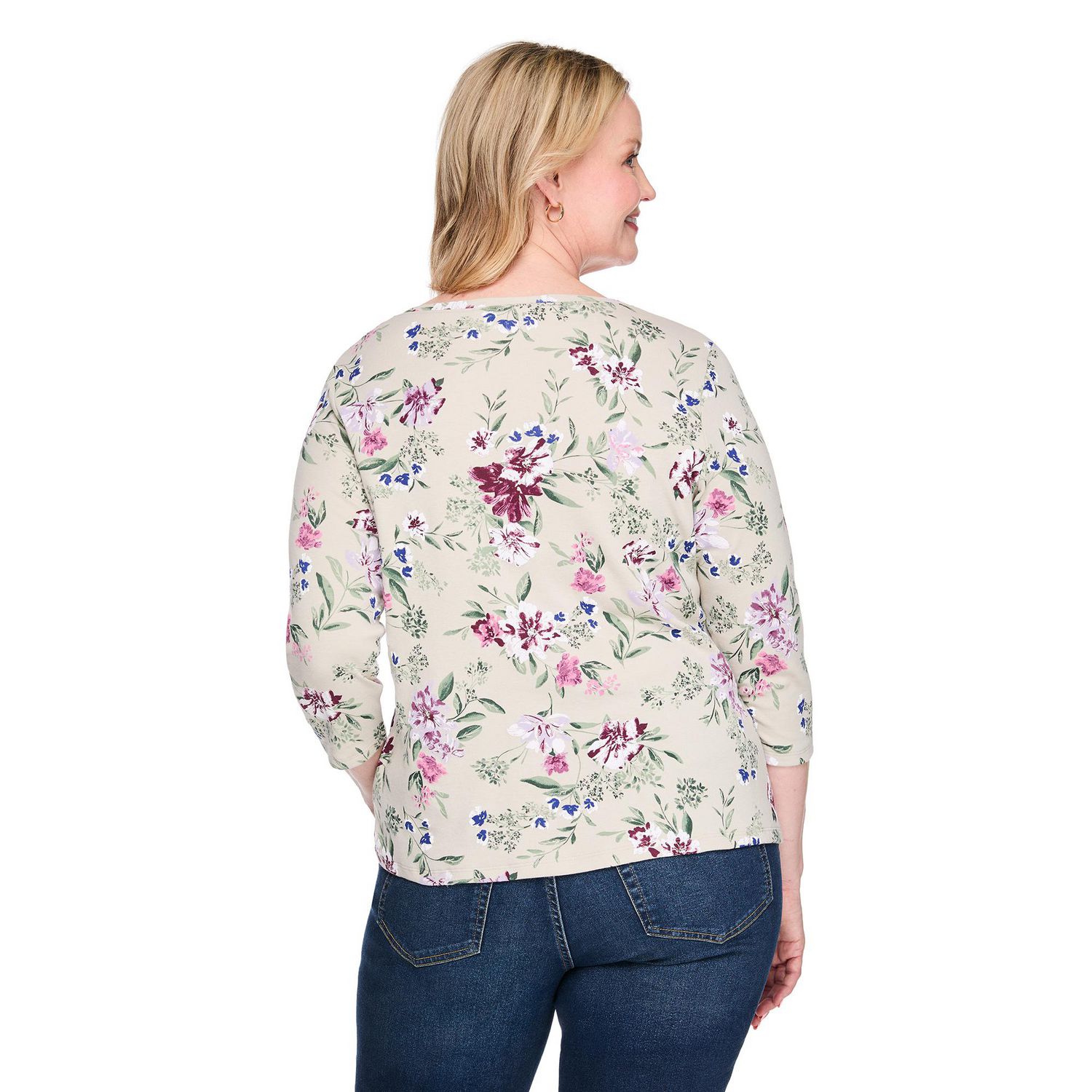 T-shirt imprimé à col henley Karen Scott Plus pour femmes