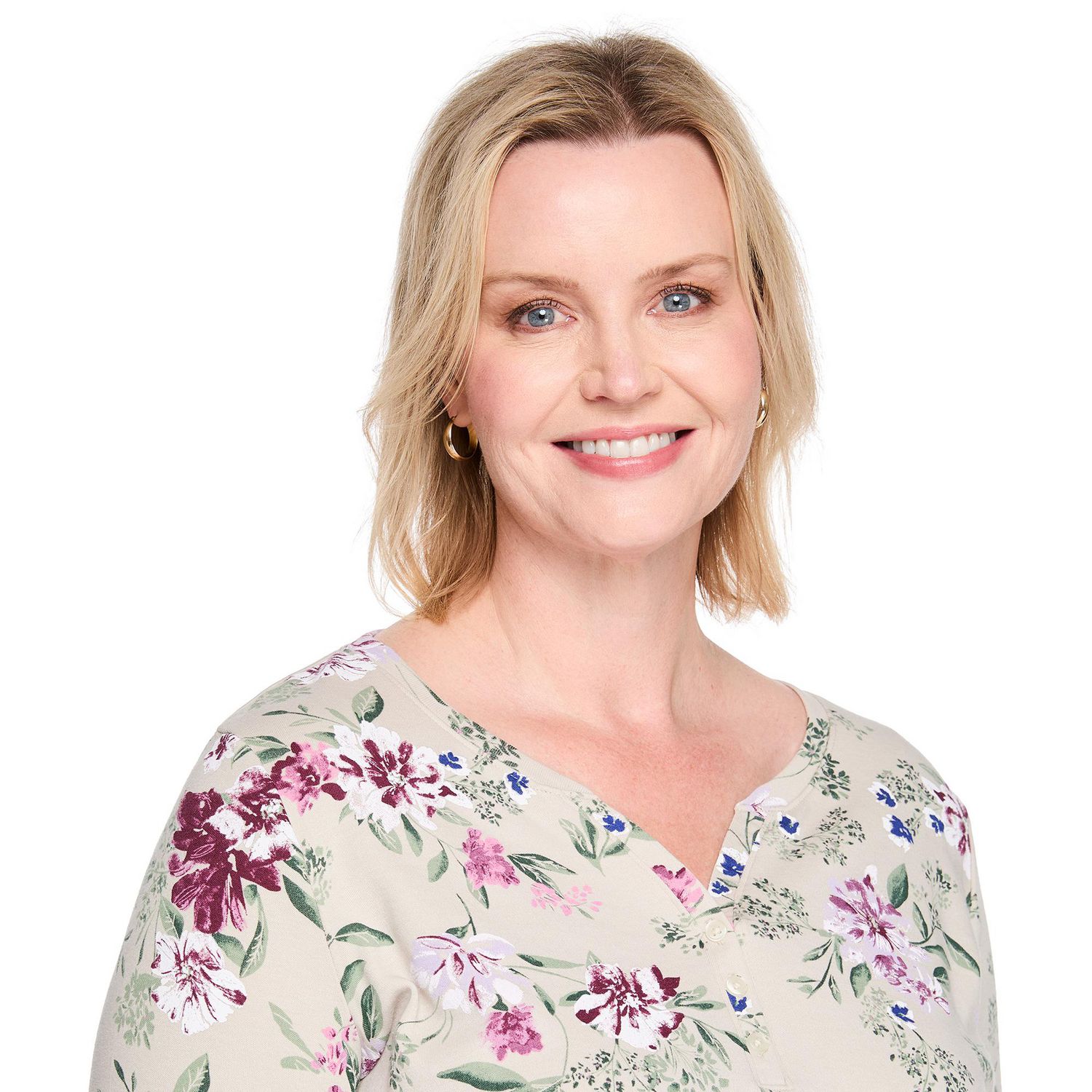 T-shirt imprimé à col henley Karen Scott Plus pour femmes