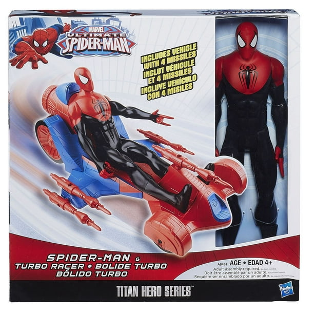 Marvel Ultimate Spider-Man Titan Hero Series - Figurine Spider-Man avec bolide turbo