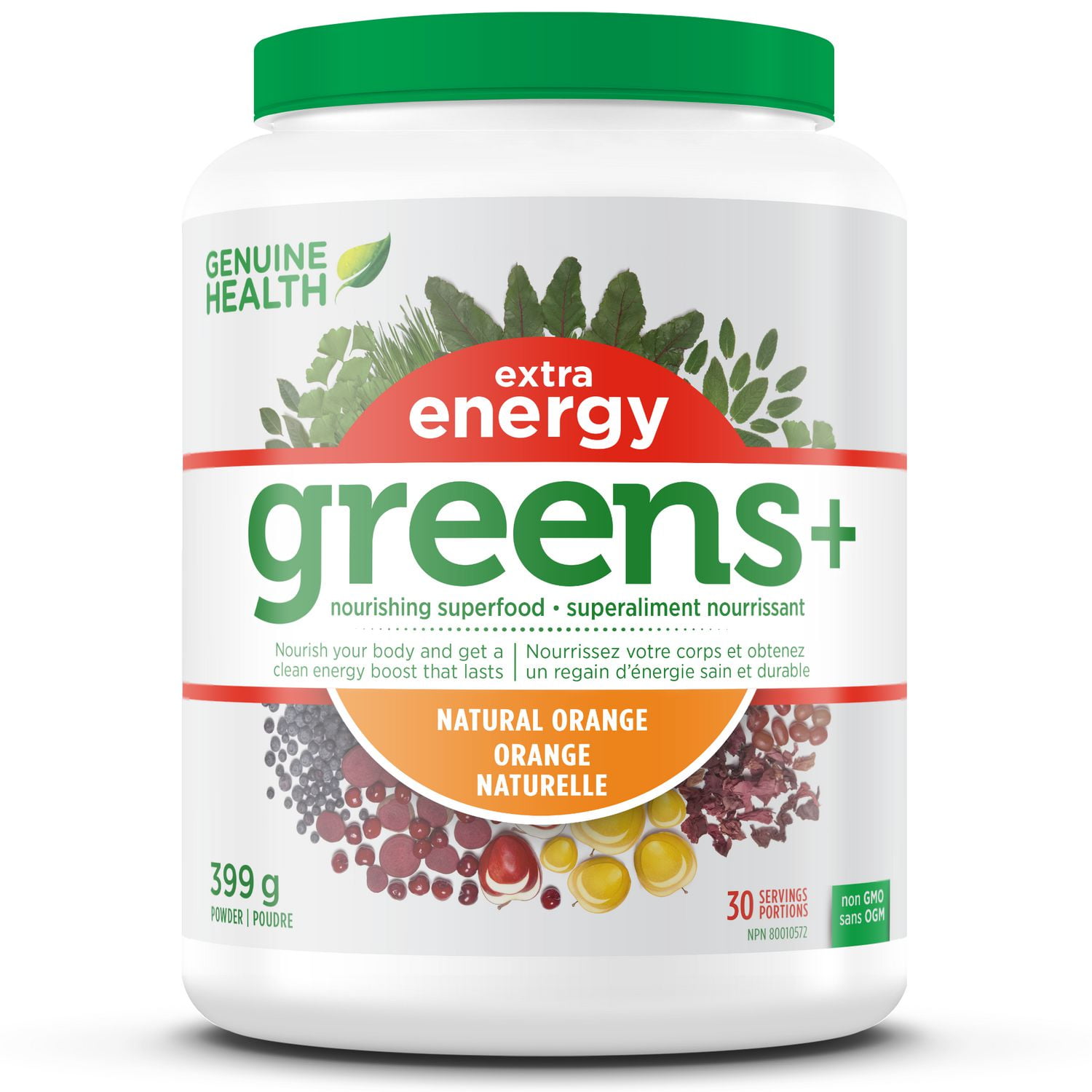 Genuine Health Greens+ Extra Energy, Green Superfood Powder, Non GMO