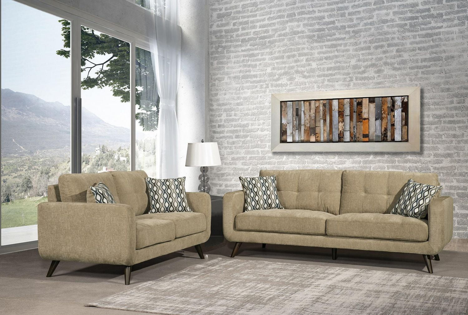 Topline Home Furnishings 2 Pc Beige Sofa And Loveseat Set