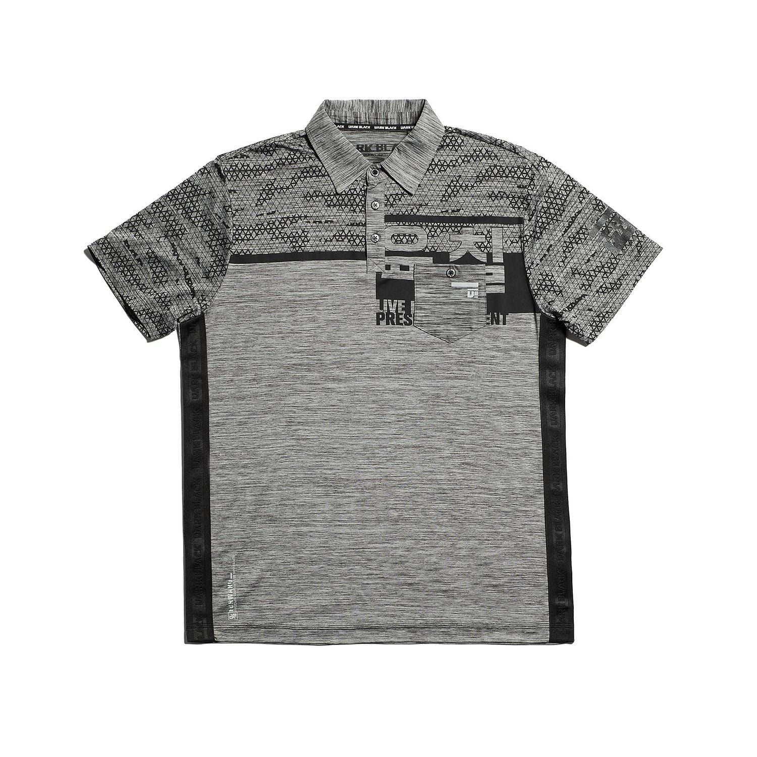 Dark Black Men's Short-Sleeve Graphic Polo with Pocket