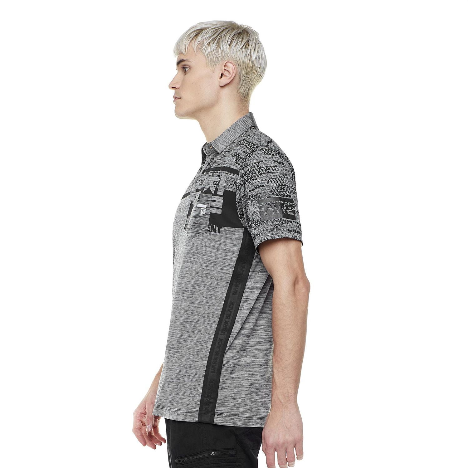 Dark Black Men's Short-Sleeve Graphic Polo with Pocket