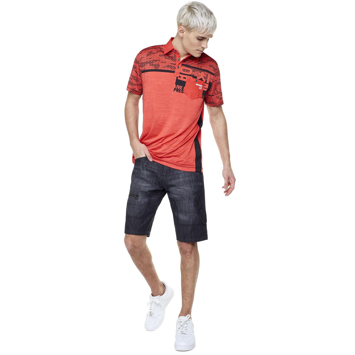 Polo manches courtes avec poche pour homme Dark Black