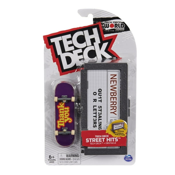 Tech Deck, Street Hits, Fingerboard Thank You Skateboards avec obstacle panneau publicitaire