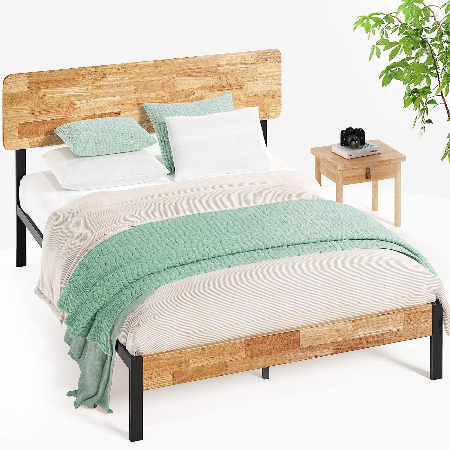 Zinus Tuscan Metal and Wood Platform Bed with Wood Slat Support Queen Brown