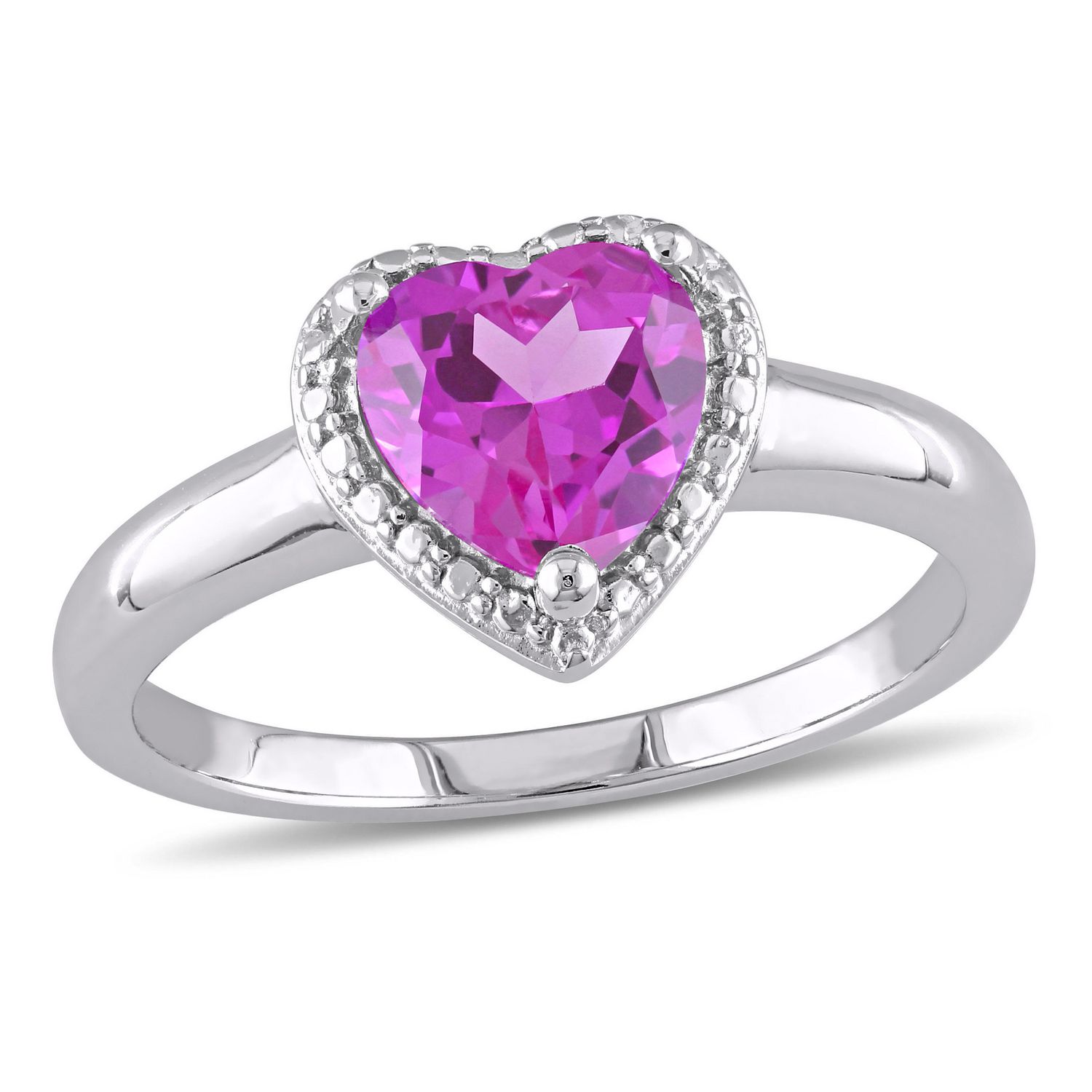 Tangelo 1-1/2 Carat T.G.W. Created Pink Sapphire Sterling Silver Heart ...