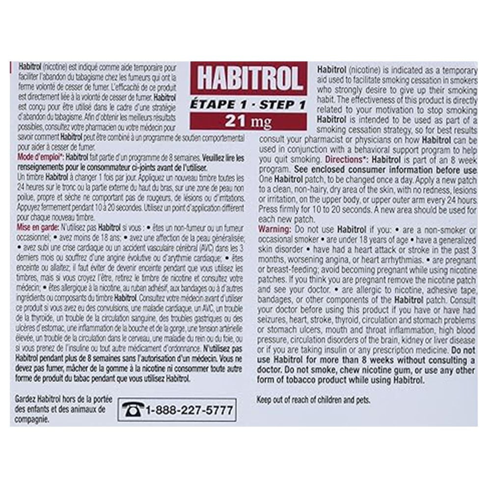 HABITROL 21 mg (timbre transdermique de nicotine) (étape 1)