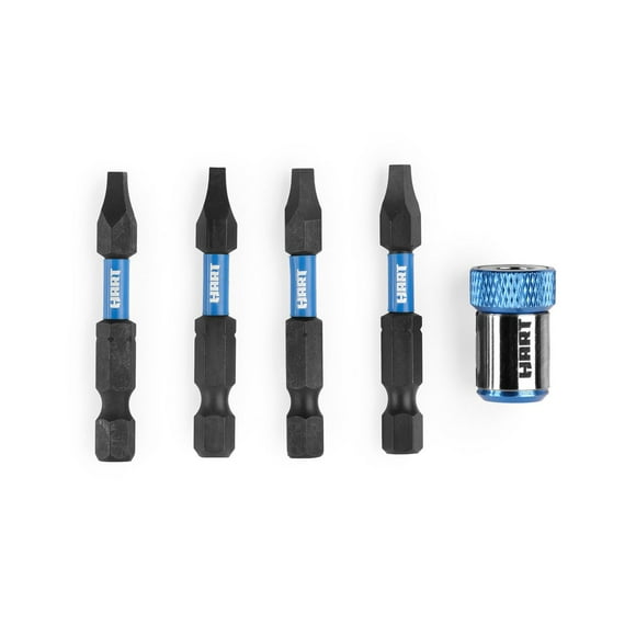 HART 5-Piece Impact Drive Bit Set (SQ2) with Magnetic Sleeve, For Dills & Impacts
