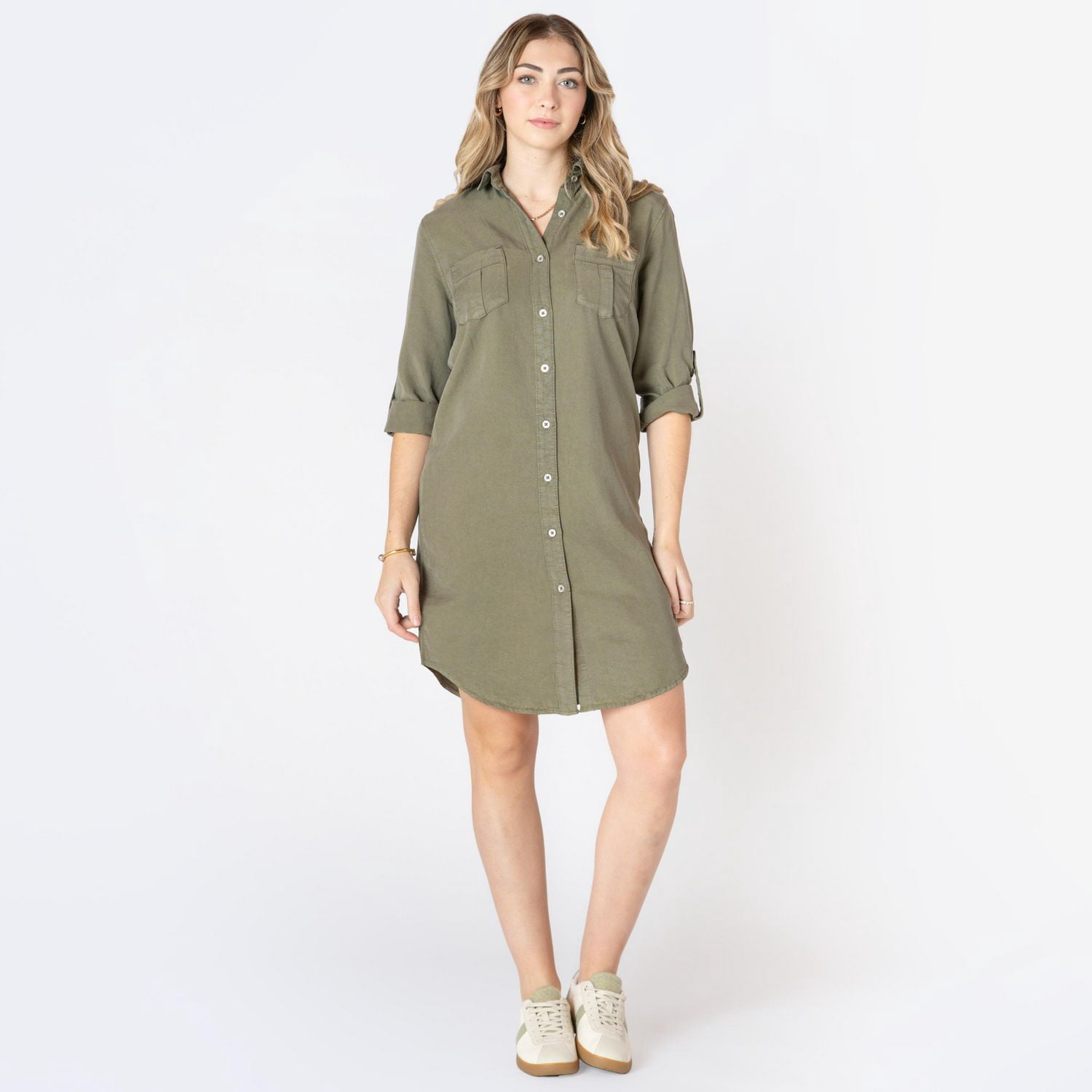 Devoted casual collared midi dress