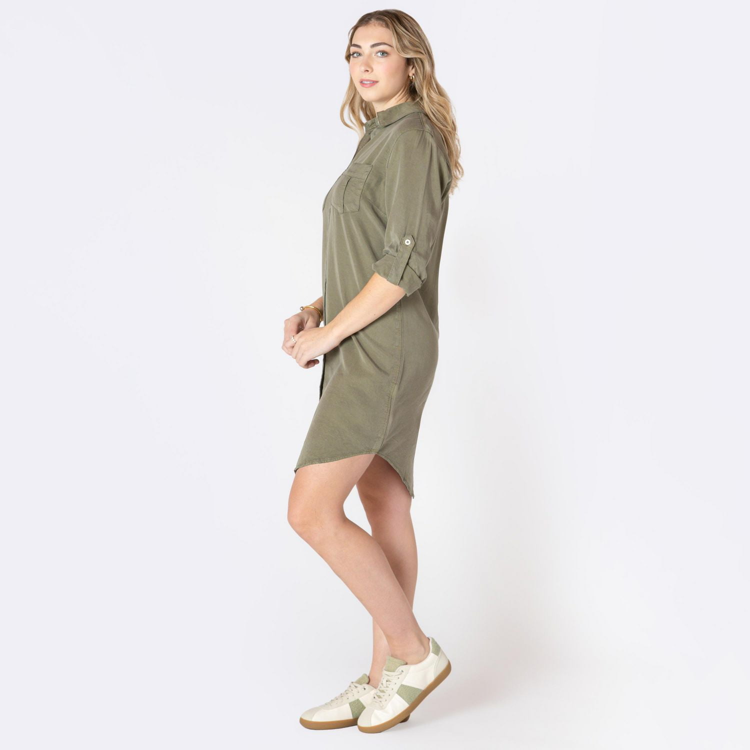 Devoted casual collared midi dress