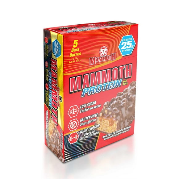 Mammoth Protein Bar, Chocolate Caramel, 5/box, 5/Box<br>75g/Bar