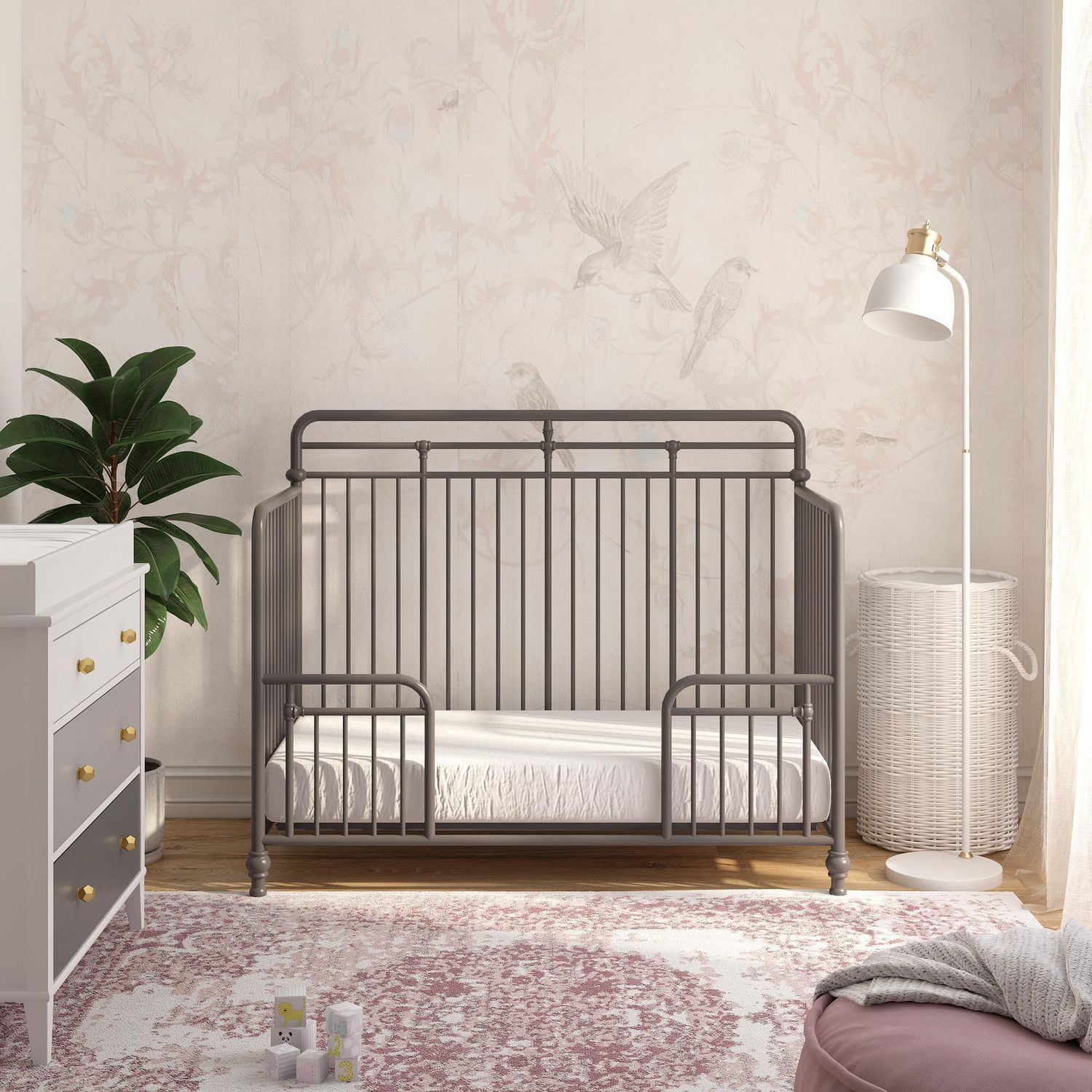 Monarch Hill Hawken Metal 3 in 1 Convertible Crib Grey Walmart