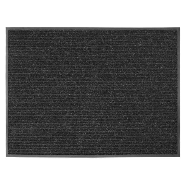 3 ft. x 4 ft. Platinum Needlepunch Charcoal Doormat with Vinyl Backing ...