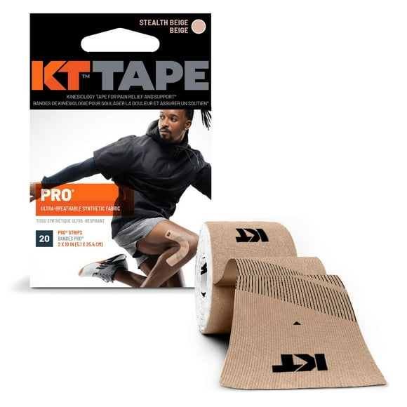 KT TAPE PRO Beige Therapeutic Kinesiology Sports Tape, 20 Strips