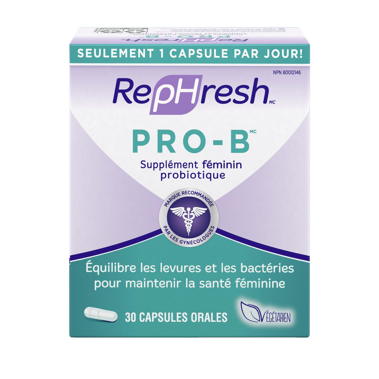 RepHresh Pro-B Probiotic Feminine Supplement, 30 Capsules