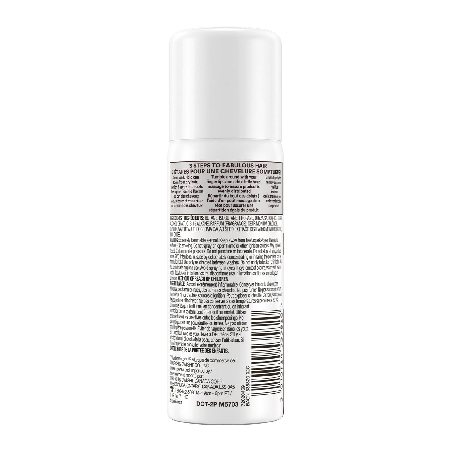 Batiste Plus Divine Dark Dry Shampoo Mini Travel Size, Batiste 50 mL, For Dark Brown Hair
